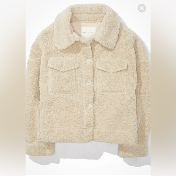 NWT - American Eagle - AE Sherpa Trucker Jacket - Cream - Large - Picture 5 of 6